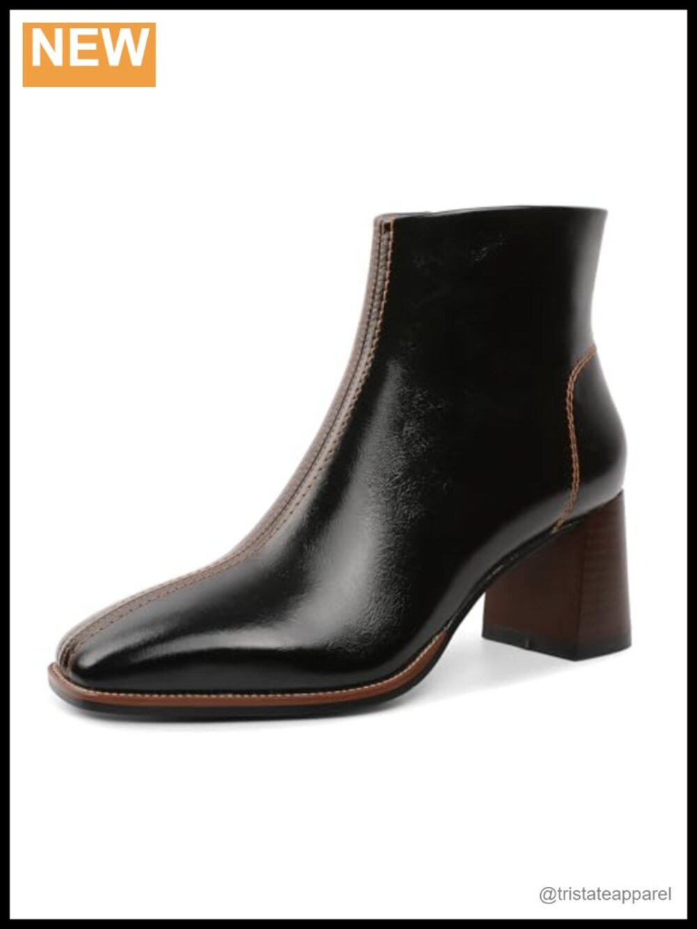 Womens Ankle Boots Dressy Chunky Heel Square Toe Booties Side Zipper 2.5in